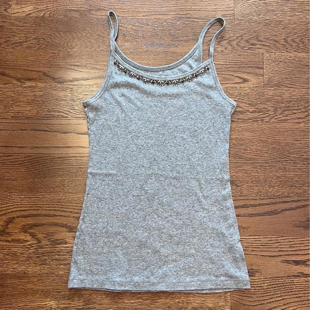 y2k gray beaded trim tank top medium